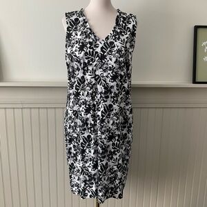 Floral Black and White Sleeveless Dress